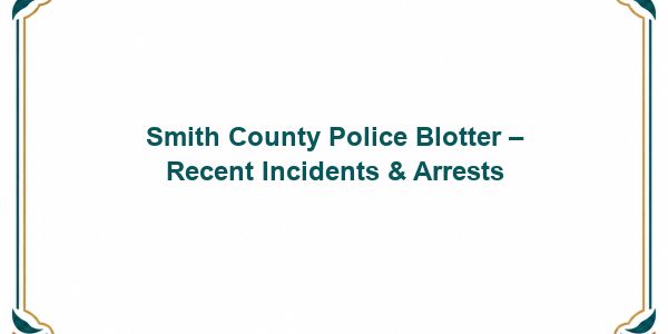 Smith County Police Blotter – Recent Incidents & Arrests